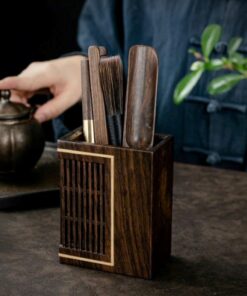 Bộ dụng cụ pha trà gỗ gụ dáng chữ nhật cao cấp thủ công nhiều trà cụ đẹp KH08.