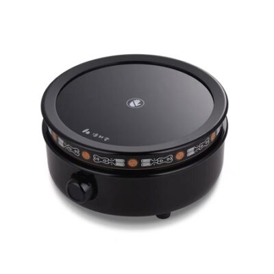 Bếp đun ấm tetsubin bạc hồng ngoại tròn đen cao cấp họa tiết phỏng cổ 1500W BD64.