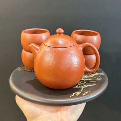 Bộ ấm tử sa cao cấp nguyên khoáng đất cũ nghi hưng kèm 4 chén đẹp dáng long đán