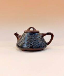 Ấm tử sa nê hưng thạch biều đắp nổi sơn thủy cực đẹp 230ml AKC152