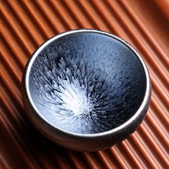 Chén thiên mục giọt dầu nghệ nhân Lý Hoa thủ công 115ml đẹp CTM52