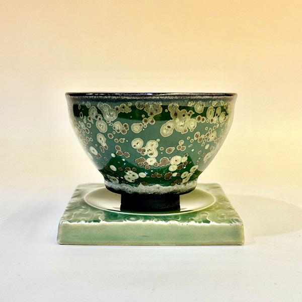 Chén thiên mục hoa mai nở Lê Địch Minh thủ công cao cấp 130ml CTM55