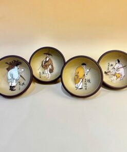 Bộ chén tử sa cao cấp Ngư Tiều Canh Đọc đất cũ cực đẹp 100ml CTS04