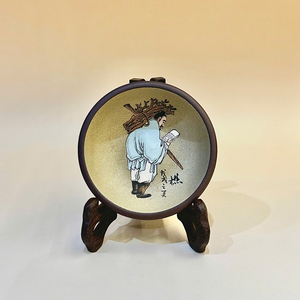 Bộ chén tử sa cao cấp Ngư Tiều Canh Đọc đất cũ cực đẹp 100ml CTS04 - Ảnh 2