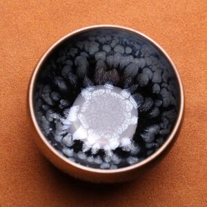 Chén thiên mục hoa mẫu đơn cao cấp nghệ nhân Lý Tuyết Du 8,3x4,3cm 120ml làm ly trà chủ mềm nước.