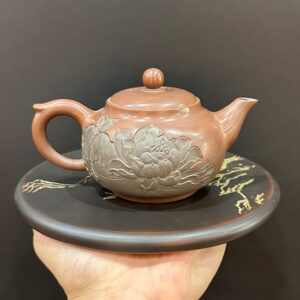 Ấm trà tử sa nê hưng hỏa biến thủy bình khắc sen 250ml đẹp pha trà ngon.