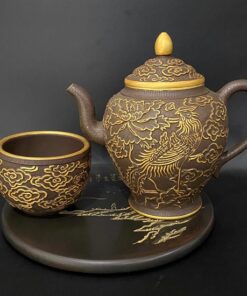 Ấm tử sa cổ đời thanh phượng hoàng lửa dáng cung đăng 500ml ATS606.