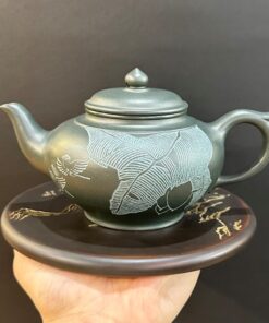 Ấm tử sa đất cũ nguyên khoáng lục nê thủ công dáng tiêu anh 330ml quần ẩm đẹp