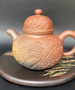 Ấm tư sa hỏa biến khắc rồng nổi thủ công cao cấp 350ml đẹp AKC55.