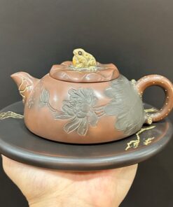 Ấm tử sa nê hưng hỏa biến bán nguyệt sen ếch thủ công 330ml pha trà cực ngon.