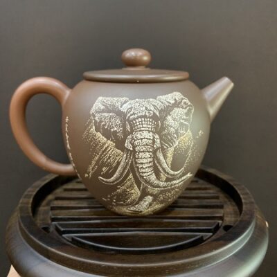 Ấm tử sa nê hưng hỏa biến Như Ý Cát Tường họa voi 3D 250ml thủ công đẹp