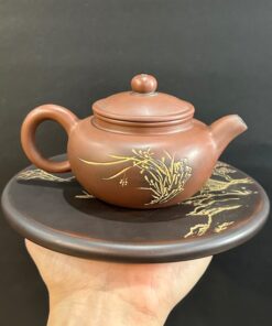 Ấm phỏng cổ tử sa nê hưng hỏa biến khắc lan thủ công đẹp 200ml AKC38