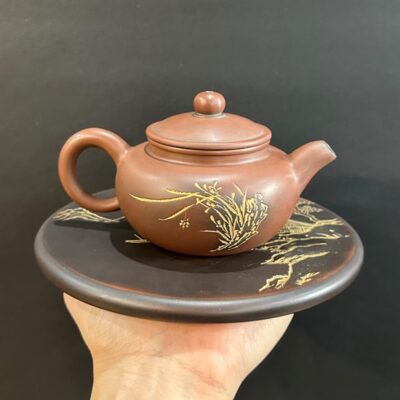 Ấm phỏng cổ tử sa nê hưng hỏa biến khắc lan thủ công đẹp 200ml AKC38