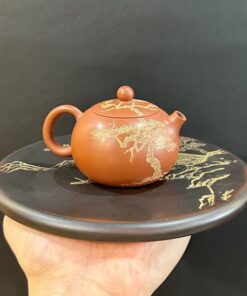 Ấm trà tử sa mini cao cấp nê hưng khắc tùng thủ công nhỏ đẹp 100ml AKC166