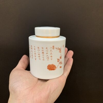 Lọ trà sứ cảnh đức nắp xoáy kín cỡ nhỏ bền đẹp 200ml HT35