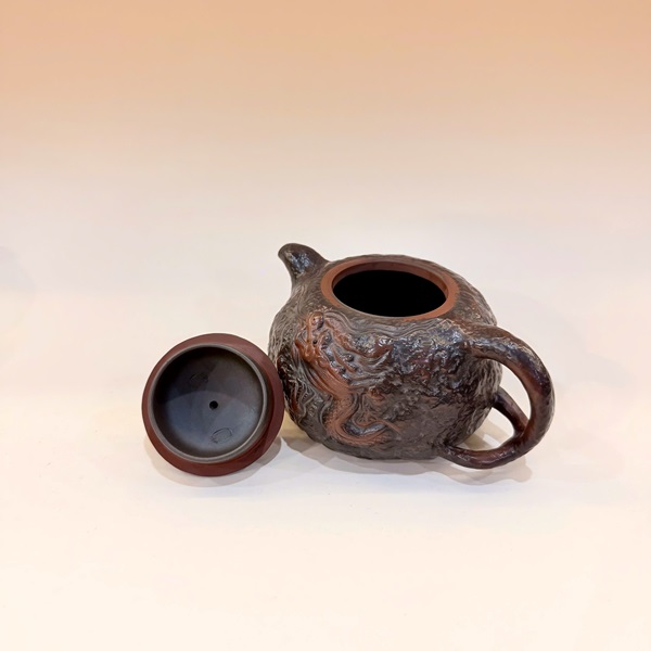 Ấm tử sa nê hưng cao cấp linh chi long ẩn thủ công 250ml đẹp AKC179 - Ảnh 3