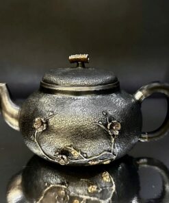 Ấm bạc pha trà cao cấp nguyên chất 999 hoa đào nổi đẹp 220ml AB84