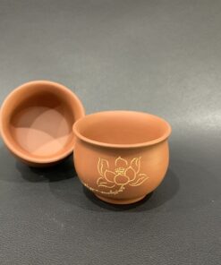 Chén trà tử sa nê hưng thủ công khắc sen đẹp uống trà 50ml giữ nhiệt tốt
