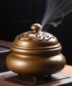 Lư trầm hương bằng đồng nguyên chất dáng đỉnh 875g đẹp LD14
