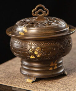 Lư đồng đốt trầm nụ và nhang vòng nguyên chất dáng đỉnh 520g LD17