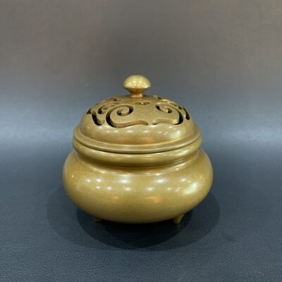 Lư trầm hương bằng đồng nguyên chất dáng đỉnh thủ công đẹp LD14