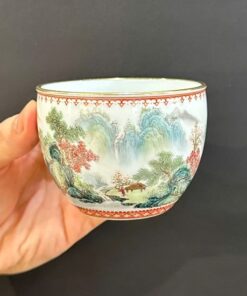 Ly trà cảnh đức cao cấp làm ly trà chủ vẽ tay sơn thủy thủ công 100ml đẹp CS49