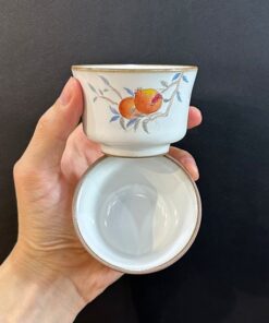 Ly uống trà sứ cảnh đức nhữ diêu vẽ tay quả lực thủ công đẹp 1101ml CS54