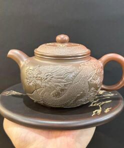 Ấm tử sa nê hưng hỏa biến thủ công khắc long phụng quần ẩm đẹp 310ml