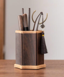 Bộ dụng cụ pha trà gỗ gụ dáng lục giác đẹp công năng tốt KH18.