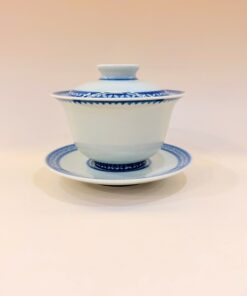 Ấm trà sứ thanh hoa cảnh đức hoạ tiết viền hoa 160ml AS19