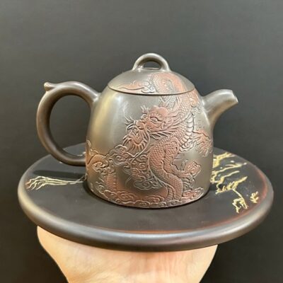 Ấm pha trà tử sa nê hưng hỏa biến khắc rồng dáng tần quyền 260ml AKC185