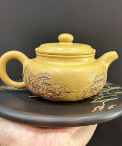 Ấm trà đạo cao cấp phỏng cổ khắc sơn thủy thủ công đẹp 300ml pha trà đạo ngon xịn.