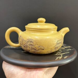 Ấm trà đạo cao cấp phỏng cổ khắc sơn thủy thủ công đẹp 300ml pha trà đạo ngon xịn.