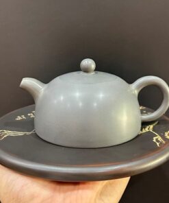 Ấm tử sa nê hưng hỏa biến xanh nắp khít dáng bán nguyệt 200ml pha trà tam ẩm