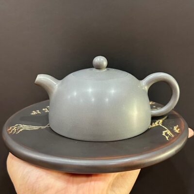Ấm tử sa nê hưng hỏa biến xanh nắp khít dáng bán nguyệt 200ml pha trà tam ẩm