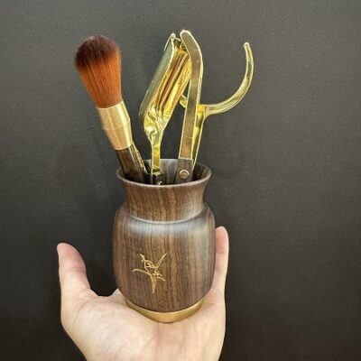 Bộ dụng cụ trà đạo cao cấp gỗ gụ kẹp đồng công năng tốt đẹp pha trà đạo ngon