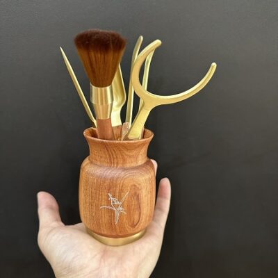 Bộ pha trà đạo cao cấp gỗ hương hoa lan mix đồng thủ công đẹp pha trà ngon