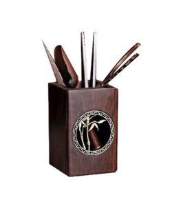 Bộ xúc trà gắp chén gỗ gụ dáng vuông trúc thủ công đẹp pha trà đạo việt nam