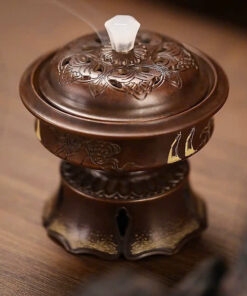 Lư đốt trầm hương bằng đồng nguyên chất dáng đài hoa đẹp 570g LD21
