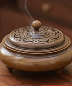 Lư trầm đồng nguyên chất đốt trầm hương dáng to thấp đẹp 1200g LD22