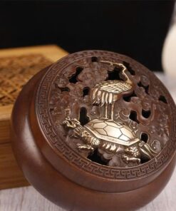 Lư trầm đồng đỏ nguyên chất hạc trên lưng rùa đốt trầm hương 650g LD23