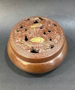 Lư trầm đồng đỏ nguyên chất hạc trên lưng rùa đốt trầm hương 650g LD23