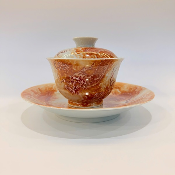 Chén khải sứ cảnh đức phấn thái cao cấp vẽ tay rồng đẹp làm tiềm pha trà AS73