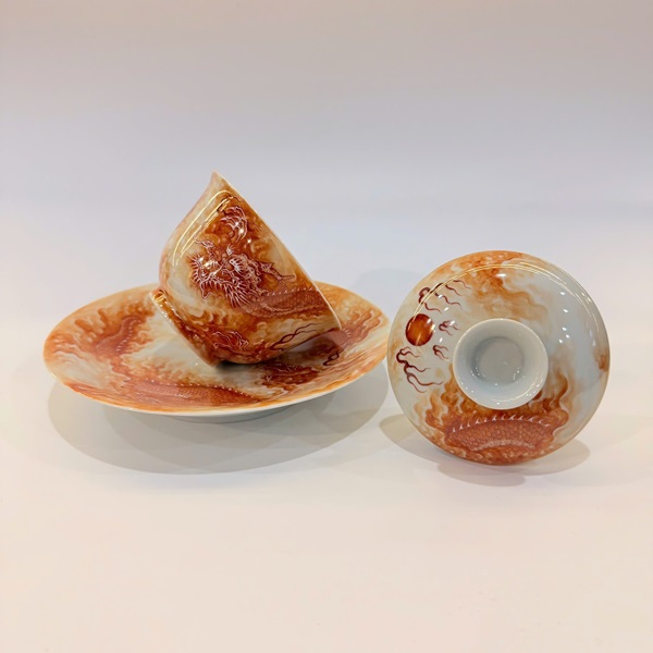 Chén khải sứ cảnh đức phấn thái cao cấp vẽ tay rồng đẹp làm tiềm pha trà AS73 - Ảnh 3