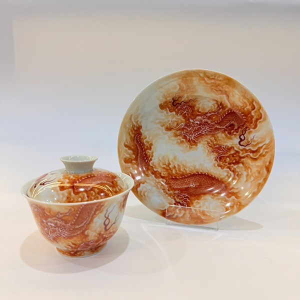 Chén khải sứ cảnh đức phấn thái cao cấp vẽ tay rồng đẹp làm tiềm pha trà AS73 - Ảnh 4