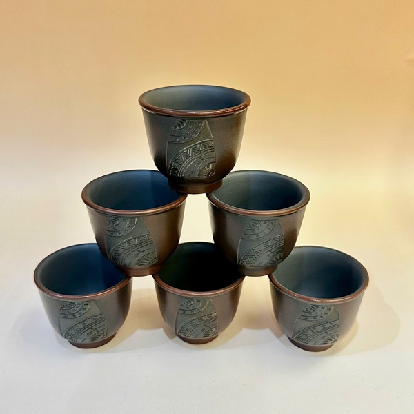 Ly trà tử sa nê hưng cao cấp khắc trống đồng thủ công 60ml CNH51 - Ảnh 3