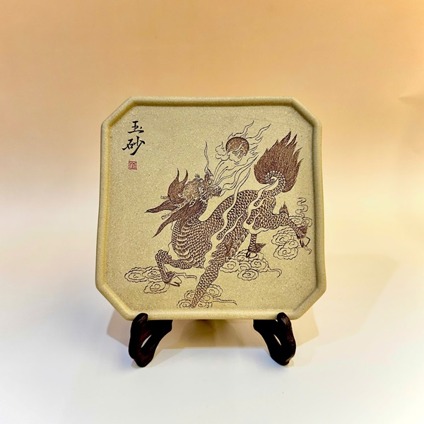 Đế ấm trà tử sa nguyên khoáng đất cũ đoàn nê dáng vuông 15x15x1cm DC95 - Ảnh 2