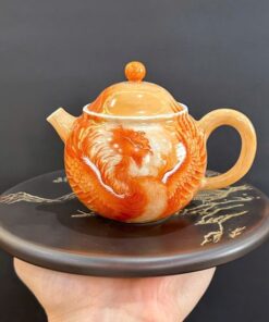 Ấm sứ phấn thái cảnh đức phàn hồng thái vẽ phượng hoàng lửa đẹp 220ml