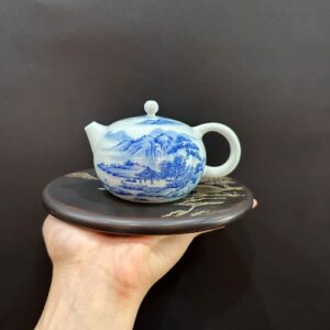 Ấm trà sứ cảnh đức cao cấp dáng tây thi vẽ tay sơn thủy đẹp 230ml pha trà ngon
