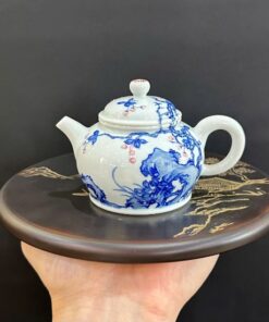 Ấm trà sứ cảnh đức cao cấp vẽ tay hoa ký đá cỡ nhỏ pha trà một người 150ml AS41